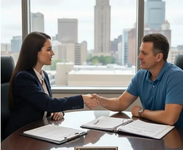 Injured person consulting a slip and fall injury attorney Kansas