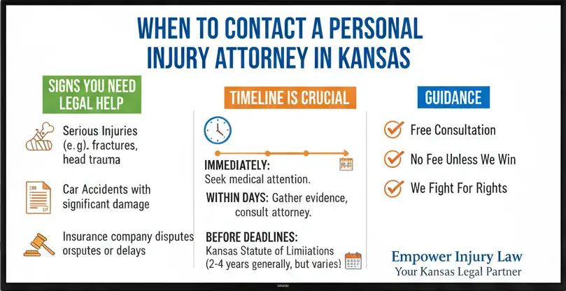 When should I contact a personal injury attorney in Kansas explained by Empower Injury Law