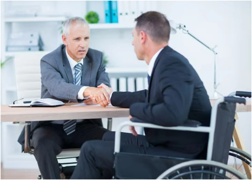 Client meeting about where can I get a slip and fall lawyer in Liberty